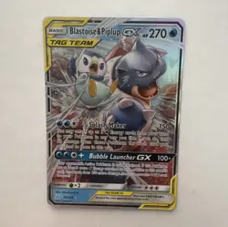 The Pokemon Company Blastoise & Piplup GX TAG TEAM Ultra Rare Holo SM-Cosmic Ec… - Image 1