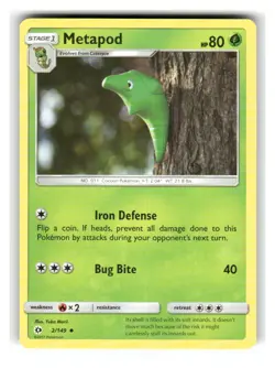 Metapod 2/149 Uncommon SM Base Set Pokemon Near Mint - Image 1