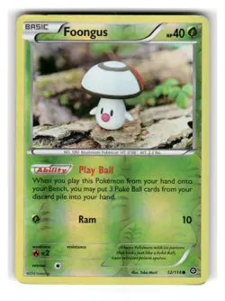 Foongus 12/114 Common Steam Siege Pokemon Reverse Holo Moderately Played - Image 1
