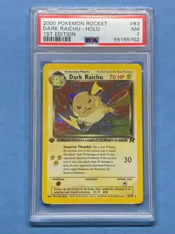 PSA 7 Pokemon 1st Edition Team Rocket Secret Rare Holo Dark Raichu – 83/82 - Image 1
