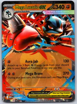 Mega Lucario ex 077/132 Double Rare Mega Evolution Pokemon Near Mint - Image 1