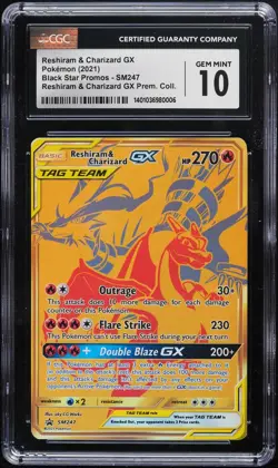 CGC 10 - Reshiram & Charizard GX SM247 Black Star Promo Pokemon - Image 1