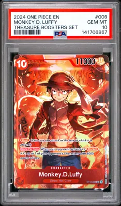 Monkey D. Luffy PSA10 2024 One Piece Promos Treasure Boosters Set #006 - Image 1