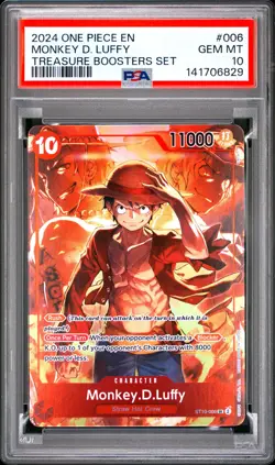 Monkey D. Luffy PSA10 2024 One Piece Promos Treasure Boosters Set #006 - Image 1