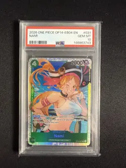 ONE PIECE TCG CARD 2026 OP14 EB04 en NAMI #031 PSA 10 GEM MT - Image 4