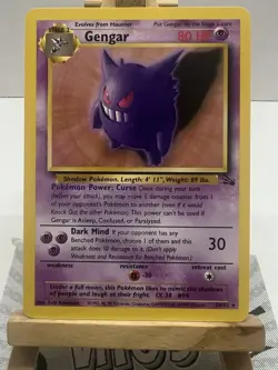 Gengar Fossil Rare Unlimited 20/62 Vintage Pokemon TCG Card WOTC Non Holo LP+ - Image 1