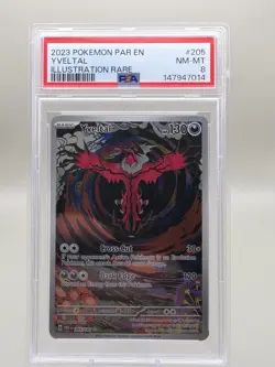2023 Yveltal Pokemon Scarlet & Violet Rift Paradox Illustration Card PSA 8 - Image 1