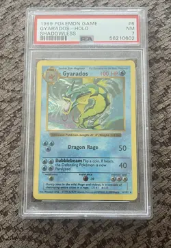 1999 Pokemon Base Set Shadowless Gyarados Holo Card 6/102 PSA 7 - Image 1