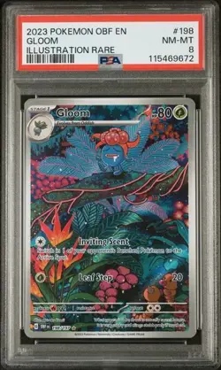 2023 Pokemon Gloom 198/197 Illustration Rare OBF PSA 8 NM MT - Image 1