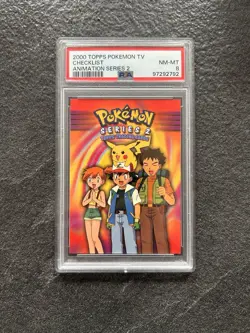 Pokemon 2000 Topps Pokemon TV Checklist Animation Series 2 non holo PSA 8 - Image 1