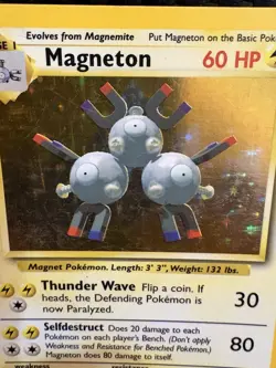 Magneton 9/102 Base Set Holo MP WOTC Vintage Pokemon Card 1999 Played - Image 2