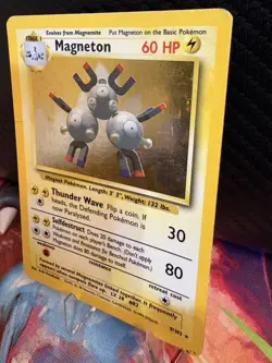 Magneton 9/102 Base Set Holo MP WOTC Vintage Pokemon Card 1999 Played - Image 3