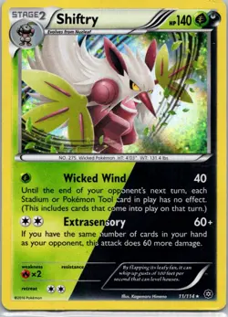 Pokemon TCG Shiftry 11/114 Steam Siege Holo MP - Image 1