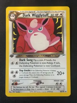 Pokemon TCG Dark Wigglytuff Neo Destiny 40 Regular 1st Edition Uncommon NM - Image 1