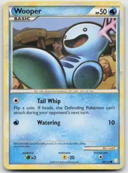 Wooper 88/123 Common HeartGold & SoulSilver Pokemon Damaged - Image 1