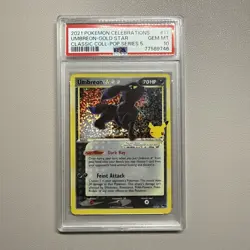 Pokemon Umbreon Gold Star 17/17 Celebrations PSA 10 Gem Mint Holo - Image 1