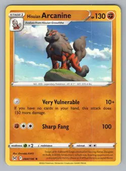 HISUIAN ARCANINE 084/196 HOLO R LOST ORIGIN POKEMON NM LOR ..2022.. 2 - Image 1