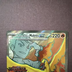 Team Rocket's Moltres ex 208/182 Holo Destined Rivals Stamped Promo Pokemon Card - Image 4