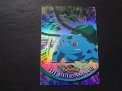 1999 Topps Pokemon Rainbow Foil #01 Bulbasaur Holo Blue Logo Series 1 TV 1st - Image 1