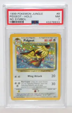 Vintage 1999 Pokemon Jungle Set - Pidgeot Holo Rare No Symbol Error #8 PSA 7 NM - Image 1