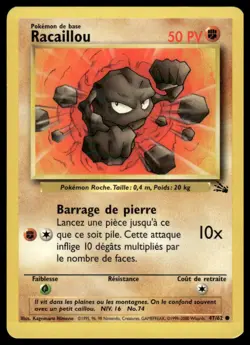 Pokemon Geodude Racaillou #47/62 French Fossil Set 2000 NM - Image 1