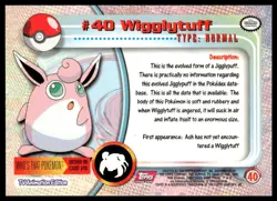 Topps Pokemon Wigglytuff #40 1999 TV Animation Edition Non Holo Pink Logo NM - Image 2