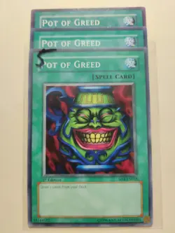 3x Pot of Greed SD4-EN018 Common 1st Edition LP - Image 1