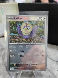 Pokemon TCG SV Black Bolt Masterball Reverse Holo Rufflet 077/086 NM - Image 1