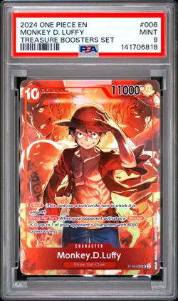Monkey D. Luffy PSA9 2024 One Piece Promos Treasure Boosters Set #006 - Image 1