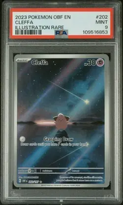 2023 POKEMON OBF EN-OBSIDIAN FLAMES ILLUSTRATION RARE #202 CLEFFA PSA 9 - Image 1