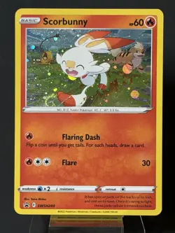 WHOLE SWIRL 🌀💫 Scorbunny SWSH244 Promo Cosmos Holo Nintendo Pokemon Card LP+ - Image 4