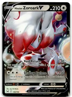 2022 Sword & Shield Lost Origin Pokemon Card TCG Hisuian Zoroark V #146 Rare - Image 1