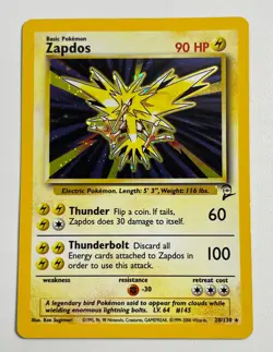 * Zapdos Holo 20/130 Base Set 2 Rare Pokemon Card Vintage WOTC LP/NM - Image 1