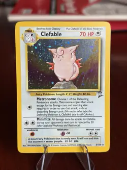 Pokemon TCG Clefable Holo Rare Card 005/130 Base Set 2 - Image 1