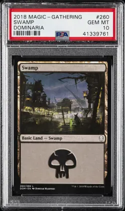 2018 MTG DOMINARIA #260 SWAMP PSA 10 - Image 1