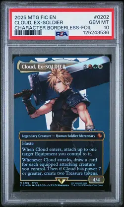 CLOUD, EX-SOLDIER CHARACTER BORDERLESS FOIL #0202 2025 MTG FINAL FANTASY PSA 10 - Image 1