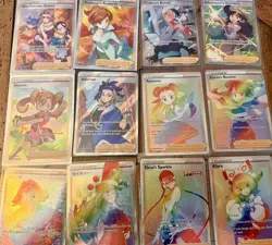 Pokemon TCG Lot 12x Waifu Full Art & Rainbow Trainer Cards English & Japanese - Image 1