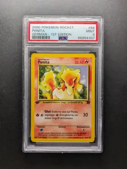 2000 Pokemon PONITA - 1. Edition - 64/82 - Team Rocket DE - PSA 9 - Image 1