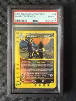 🌑 Pokemon Umbreon Reverse Holo Rare Aquapolis 2003 41/147 PSA 8 with GUARD 🌑 - Image 1