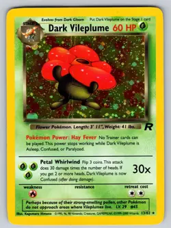 Dark Vileplume 13/82 Unlimited Holo Rare Team Rocket Pokemon Damaged - Image 1