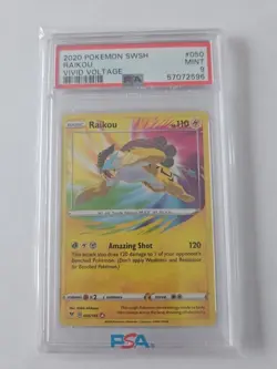 2020 POKEMON SWORD & SHIELD VIVID VOLTAGE #050 RAIKOU PSA 9 - Image 1