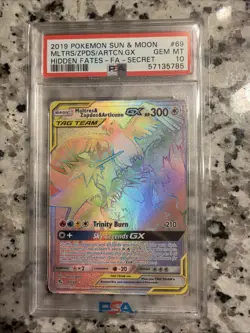Hidden Fates Pokemon TCG Secret Rare Moltres Zapdos Articuno GX 69/68 PSA 10 GEM - Image 1