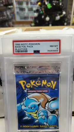 1999 BASE SET FOIL PACK BLASTOISE ART WOTC WIZARD OF COAST POKEMON TCG PSA 8 - Image 3