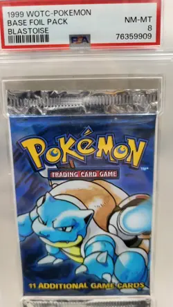 1999 BASE SET FOIL PACK BLASTOISE ART WOTC WIZARD OF COAST POKEMON TCG PSA 8 - Image 4