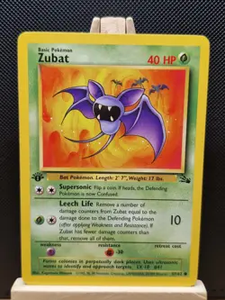 Pokemon TCG 1999 WOTC 1st Edition Fossil Zubat 57/62 - Excellent - Image 1