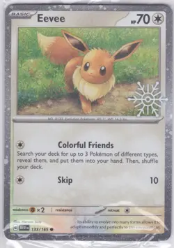 EEVEE 133/165 Pokemon TCG Holiday Calendar 2025 Holo Festive Stamp Promo SEALED - Image 1