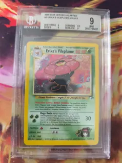 Pokemon Karte Card Erika's Vileplume Giflor Gym Heroes Holo Beckett BGS 9 - Image 2