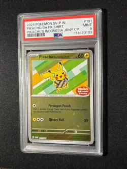 2024 POKEMON INDONESIAN SV-P PROMO #191 PIKACHU IN BATIK SHIRT PSA 9 - Image 1