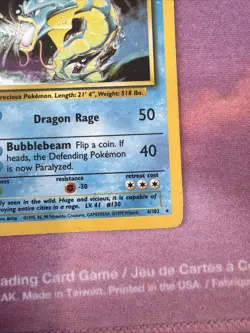 Pokemon TCG Base Set Gyarados Holo Card 6/102 Rare HP - Image 4