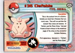 1999 Topps Pokemon TV Animation Edition Series 1 #36 Clefable Foil - Image 2